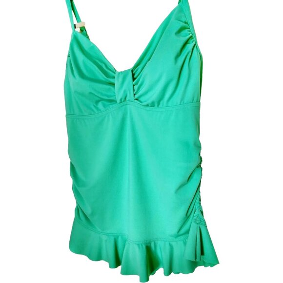 Lands End Underwire size 10 Ruched Tankini Swim Top Swimwear Womens EUC Lands' - Picture 2 of 5